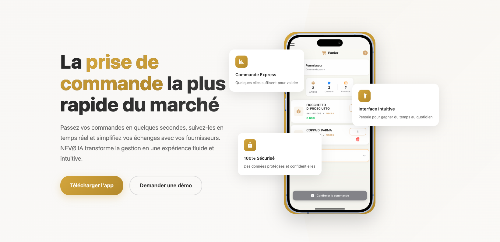 Application NEVØ IA — gestion intelligente restauration